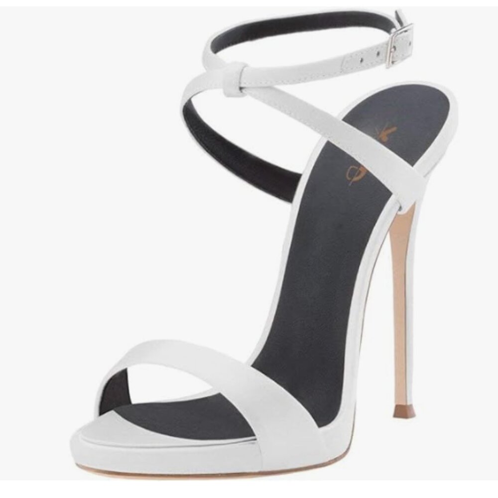 XYD White Dress High Heel Stilettos Open Toe Sexy Summer Slingback Sandals Shoes